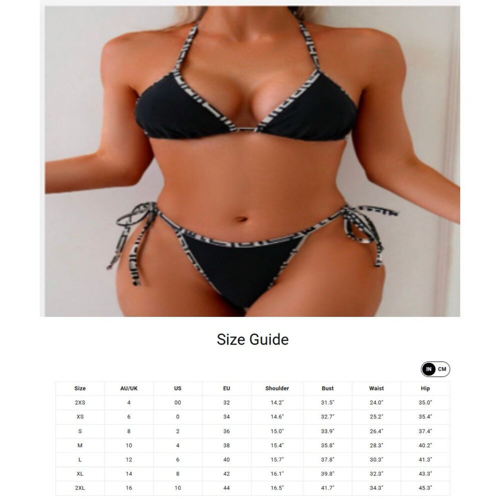 🌸 Micas Black and White Cheeky Bikini With Removable Padding Size Small New